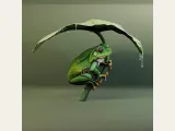 Green Tree Frog with Leaf Umbrella 3D Model-0