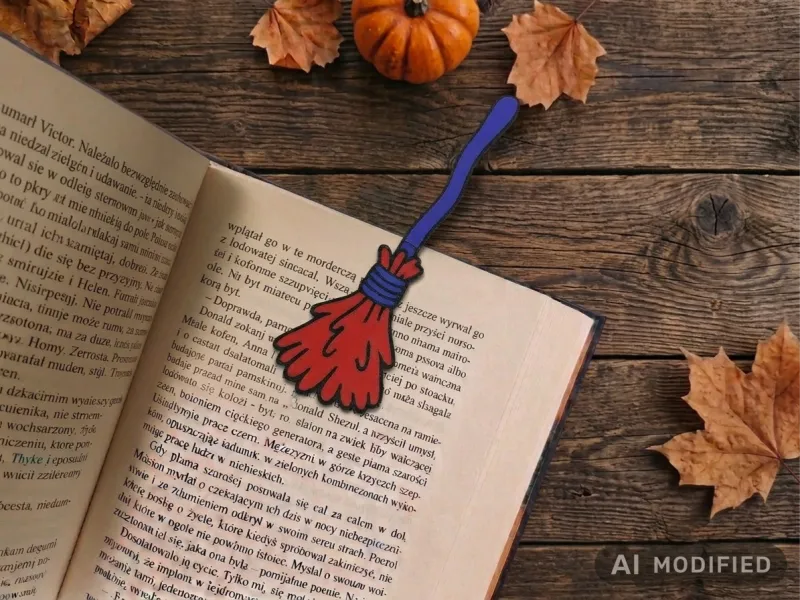 🧹 Witch Broom Halloween Bookmark (Magical 3D Print)