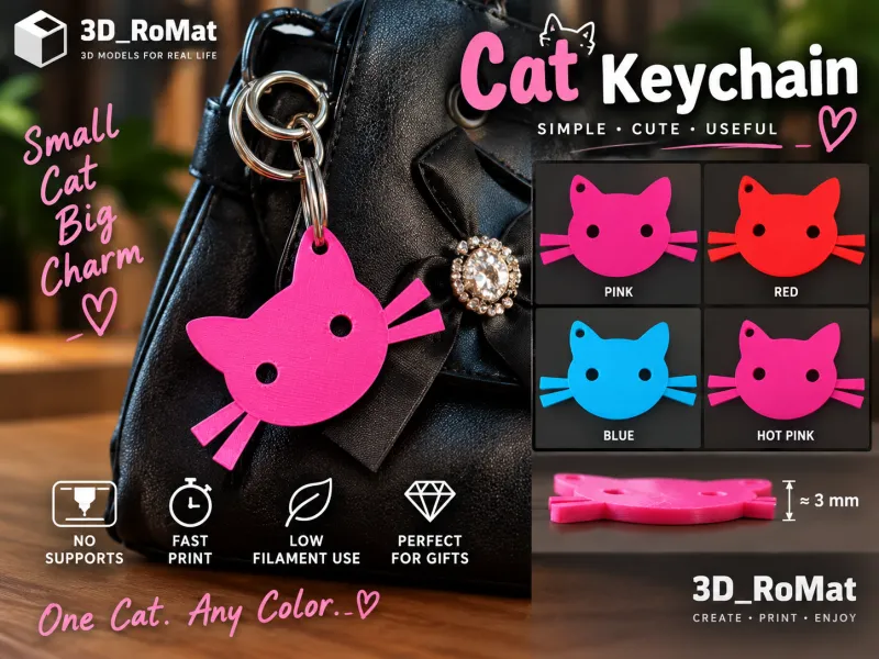 🐱 Cat Keychain — 3D_RoMat