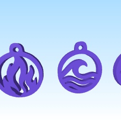 4 keychain elemental Fire Water Air Earth