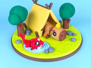 Diorama for Cute Flexi Animals 🦙✨, Capybara Edition 🌿🎨