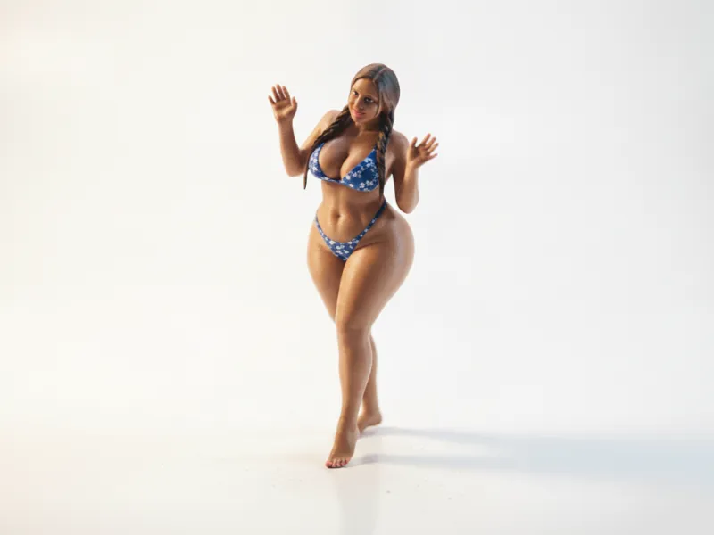Figurine de femme aux courbes généreuses en bikini, modèle féminin imprimable en 3D