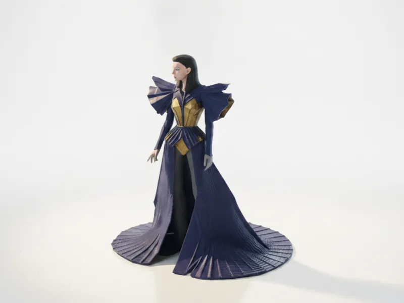Fütüristik Kıyafetli Moda Modeli Figürü 3D Yazdırılabilir