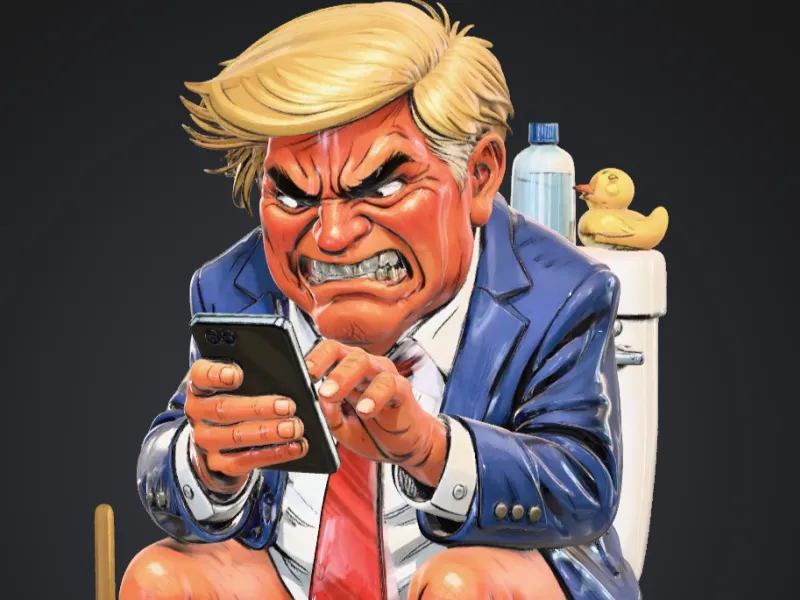 Angry Trump Tweeting on Toilet