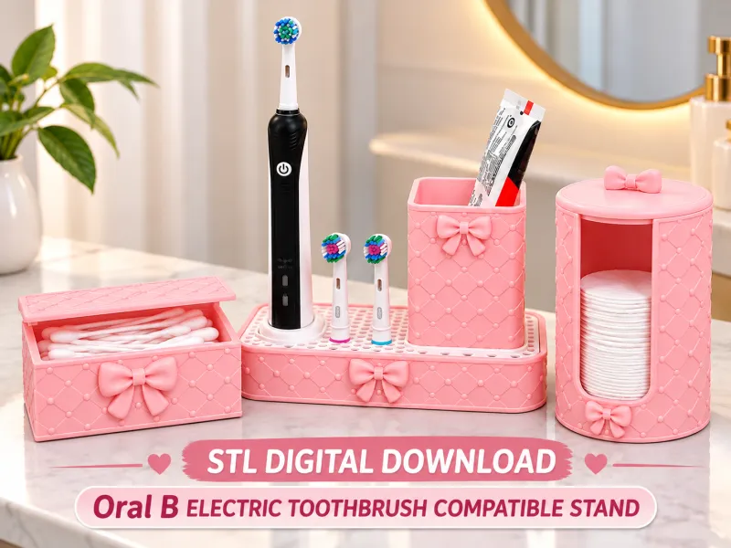 Bathroom Organizer Set – Toothbrush, Cotton Pad & Swab Stora