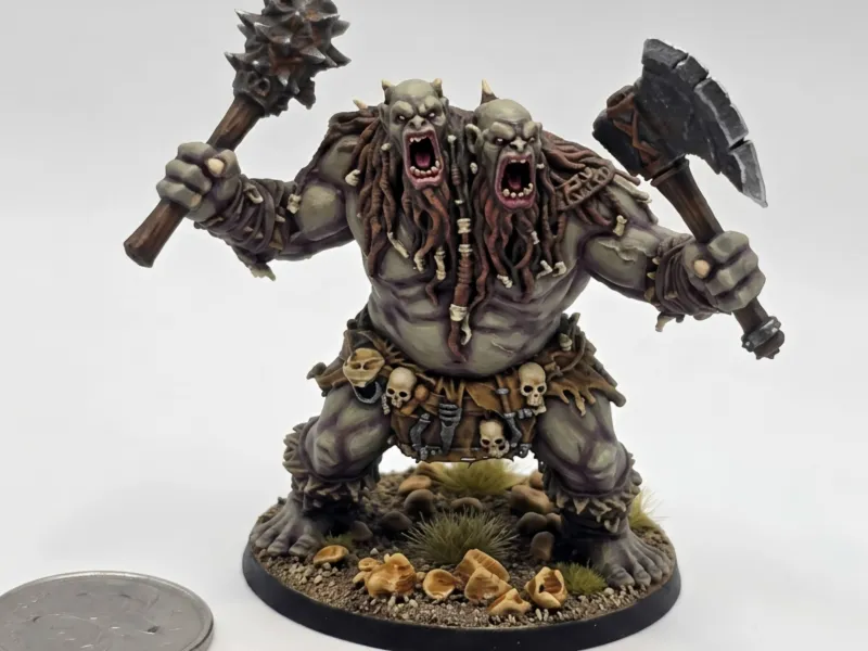 Miniature d'Ettin pour jeu de rôle