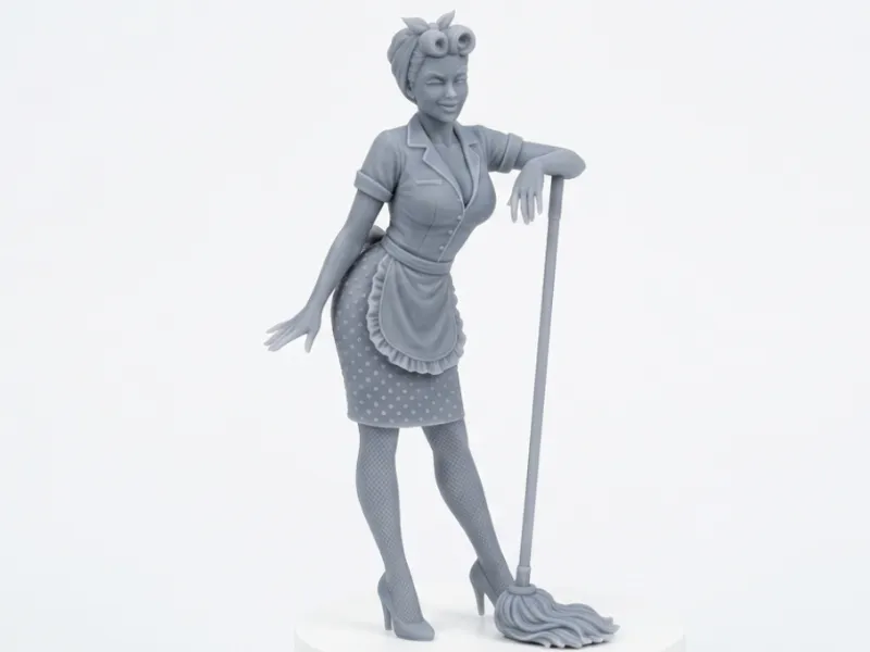 Figura de Dona de Casa Pin-Up Vintage: Estátua de Empregada Retrô dos Anos 50