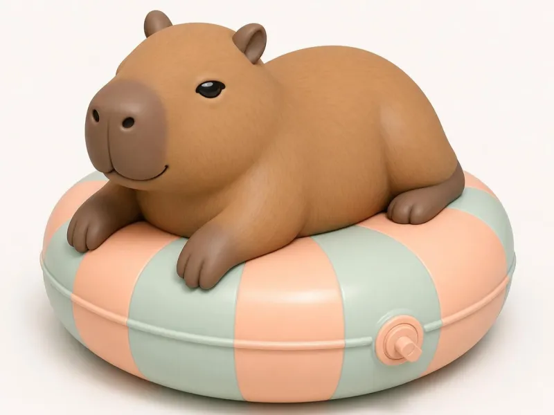 Lazy Capybara chilling on a Rubber Ring