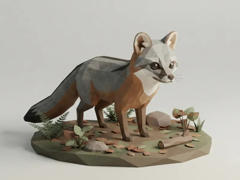 Low Poly Gray Fox