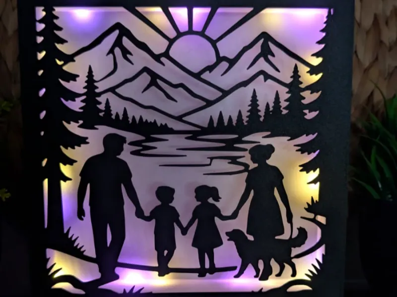 Family Mountain Walk - Modular Light Box Insert
