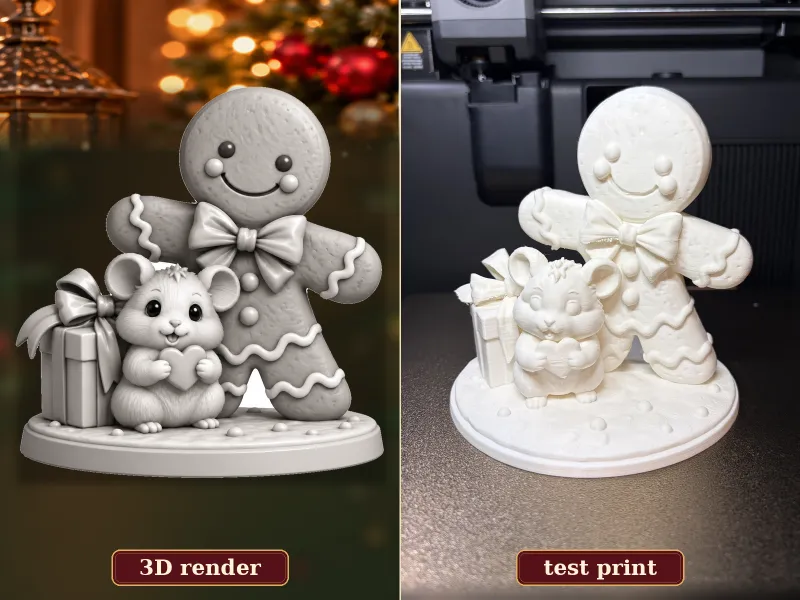 Christmas Gingerbread Man & Cute Mouse