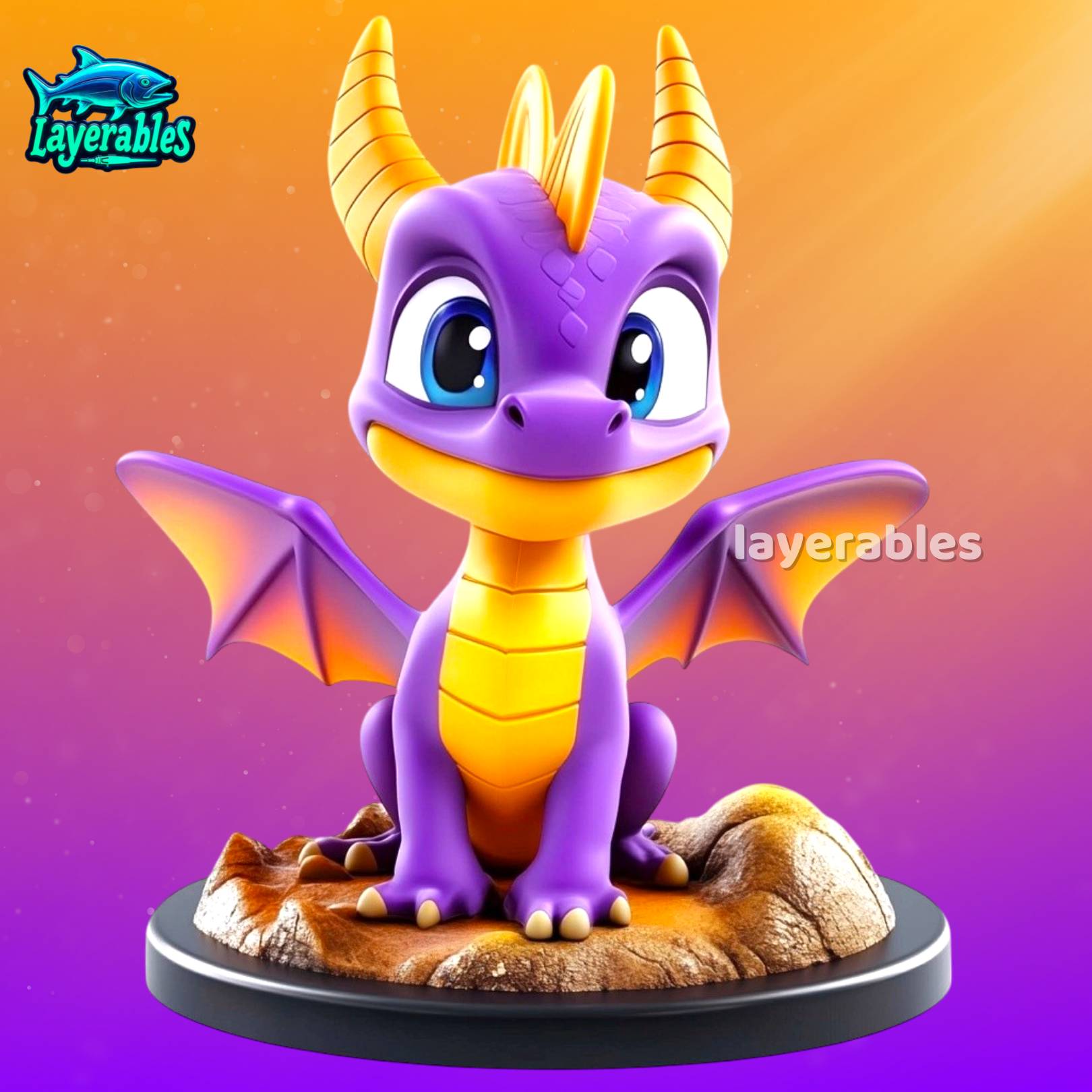 Spyro STL Figure – Cute Chibi Spyro the Dragon 3D Print Mode
