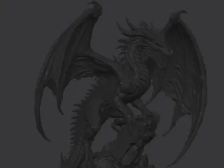 #174 Roaring Fantasy Dragon Statue - Winged Beast