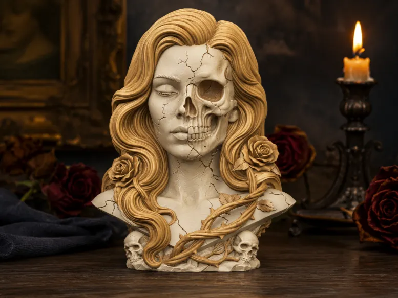 cracked skull bust 10 cm