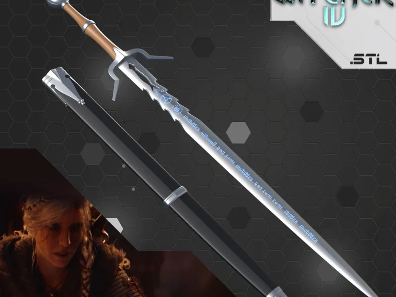 Witcher 4 Ciri cosplay silver sword 3d print model