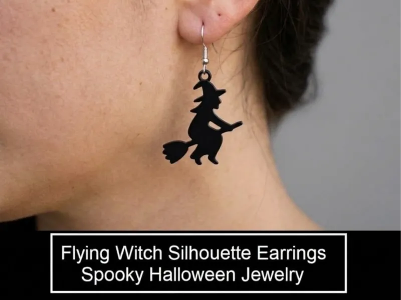 Pendientes de Silueta de Bruja Voladora - Joyería Espeluzna