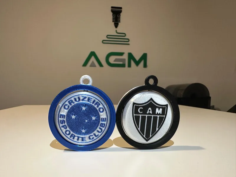 Atlético-MG e Cruzeiro - Chaveiro Giratório Print-in-Place