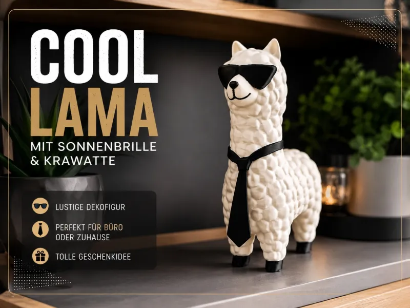 Cooles Lama mit Sonnenbrille & Krawatte – Lustige Dekofigur