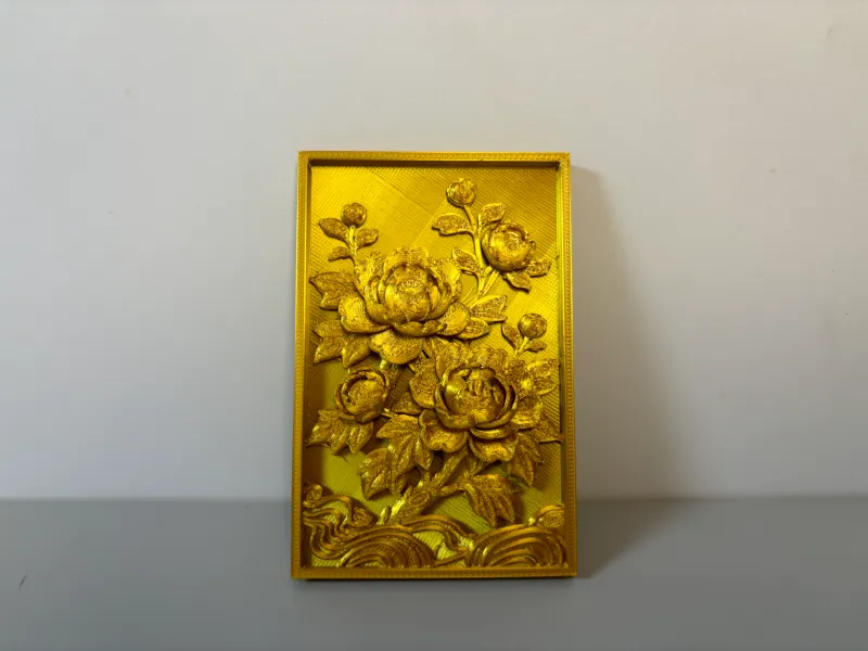 Bloeiende Rijkdom · Gouden Reliëf 3D-schilderij