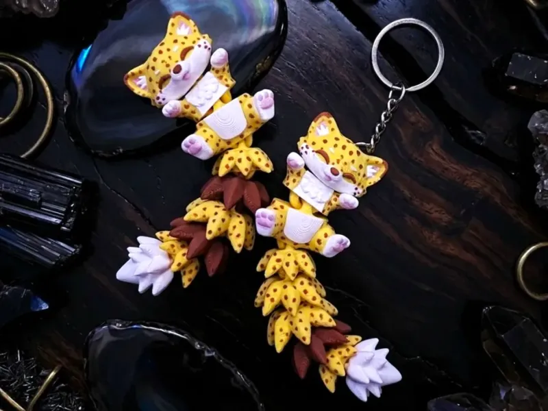 Fluffy Tails - Schattig Flexi Jachtluipaard Geleed Speelgoed & Sleutelhanger
