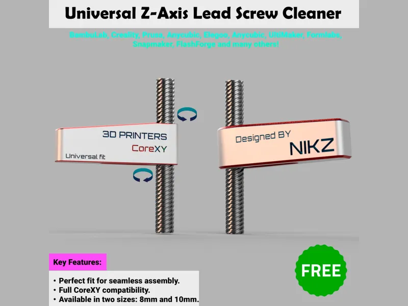 Universal Z-Axis Lead Screw Cleaner 8mm/10mm for All Brands