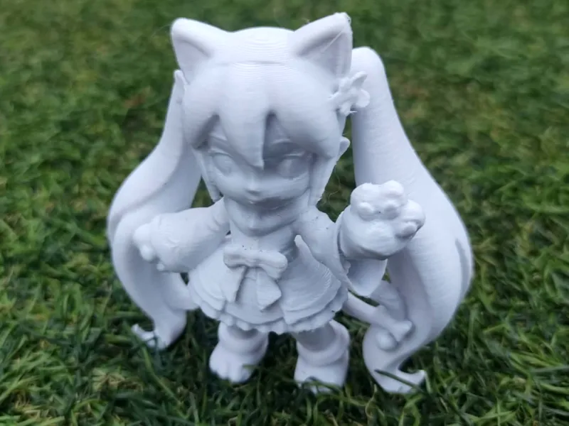 Miku Chibi Twin-Tail Idol Cat Girl Figurine Mini Desk Buddy