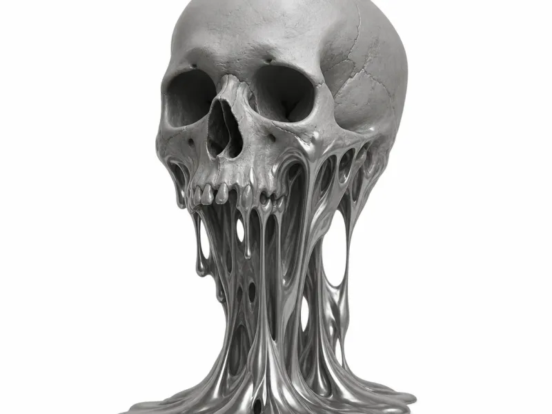 Crâne en métal liquide