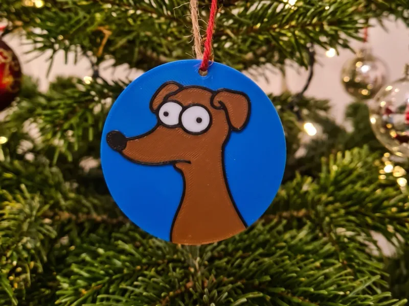 Cartoon Greyhound Christmas Ornament – Multicolor