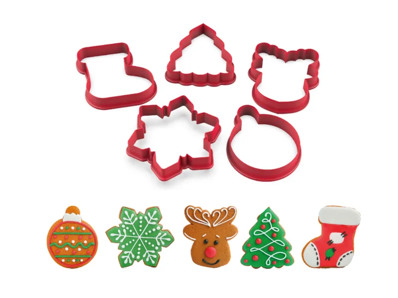 Noel Kurabiye Kalıbı Set - 5 pcs, Şenlikli Tatil Fırıncılığı