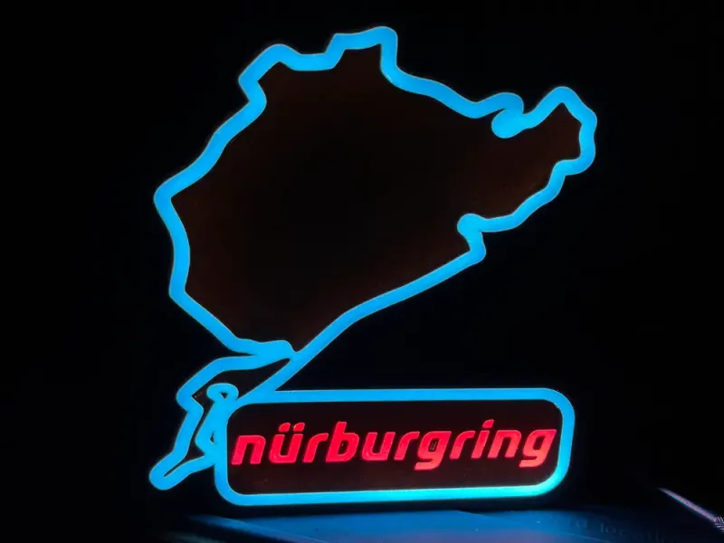 LED lamp with blue and red Nürburgring shaped light