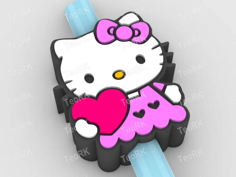 Straw Topper HELLO KITTY IN LOVE