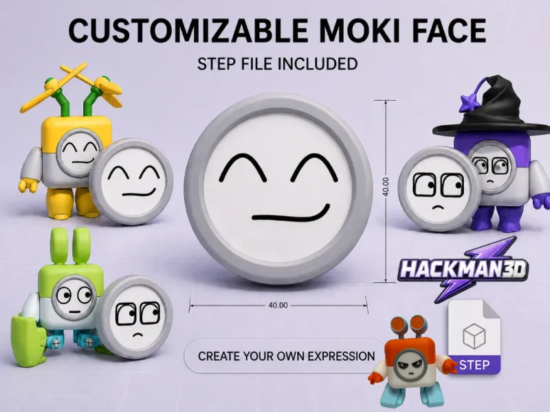 Customizable Moki Face Base – STEP File Included