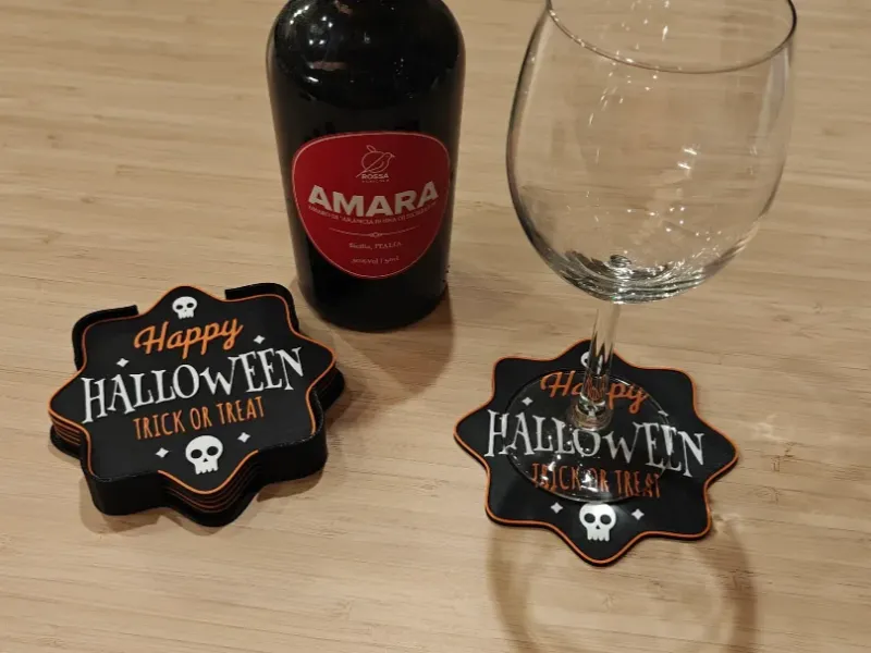 Conjunto de Porta-Copos de Feliz Halloween com Suporte