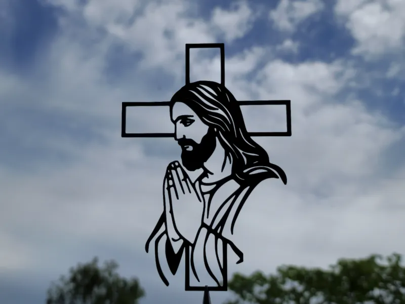 Biddende Jezus Kruis 2D Muurkunst