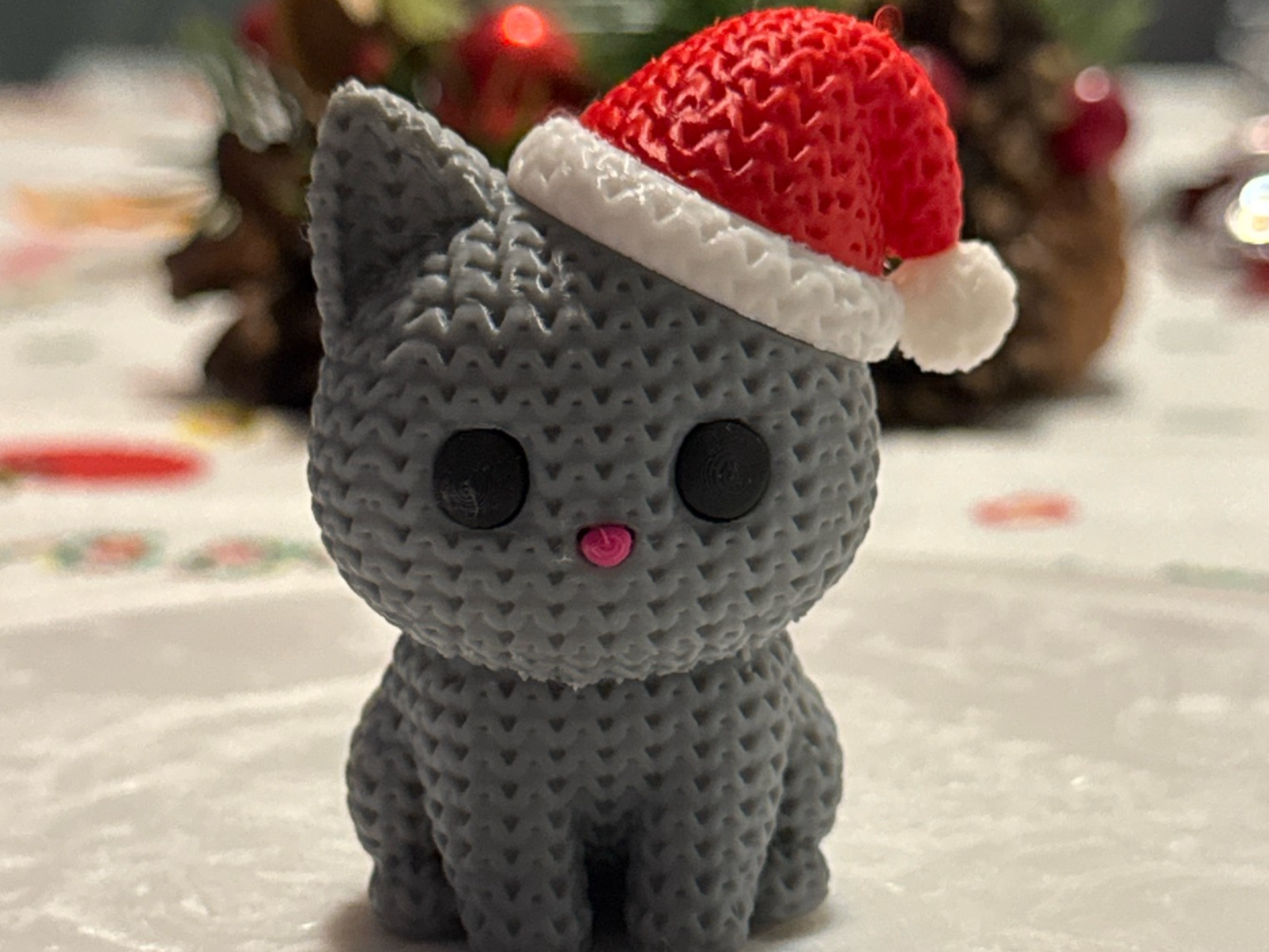 knitting santa cat 