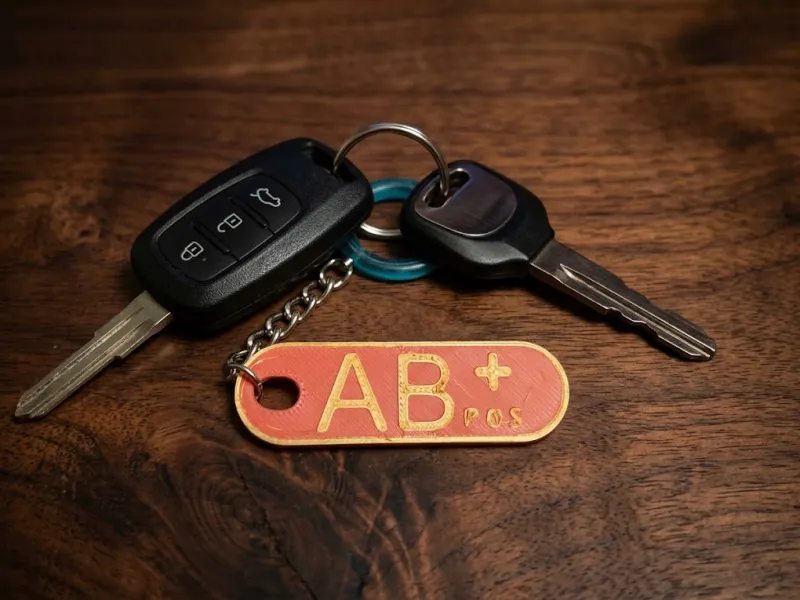 2-in-1 Medische Sleutelhanger: AB pos