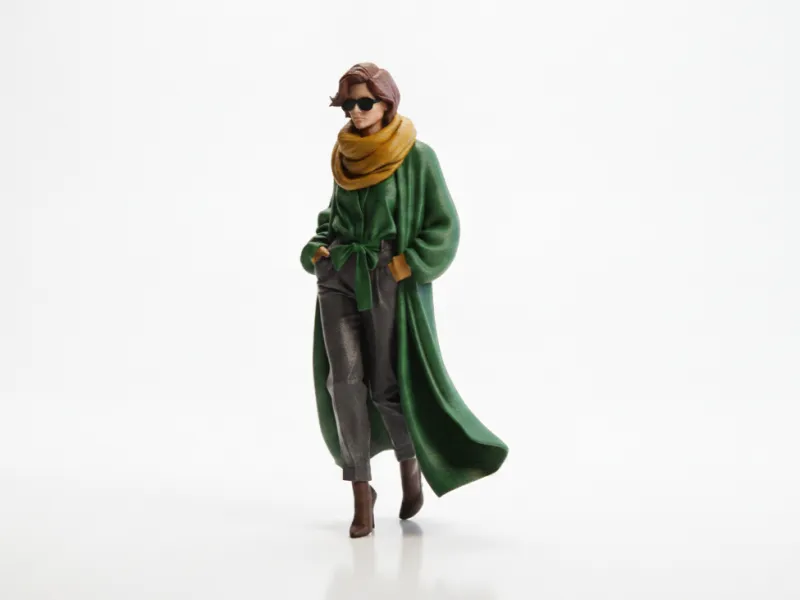Figurilla de Dama con Bufanda Figura Femenina Imprimible en 3D