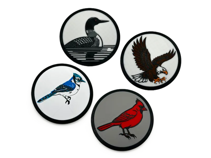 Bird Coasters (Eagle, Blue Jay, Loon, and Cardinal)