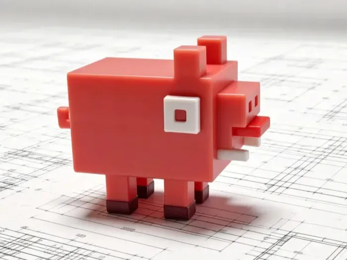 Minecraft Pixel Style Pig - Crossy Road Pig