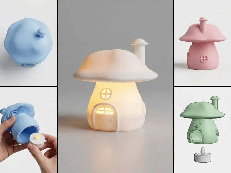 Mushroom Lamp - Tea Light - Fairy House - Halloween