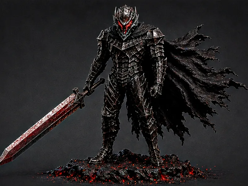 Cursed Black Swordsman – Berserker Armor | Stylized 3D Model