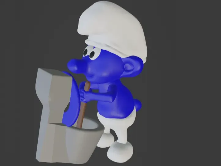 Smurf and toilet