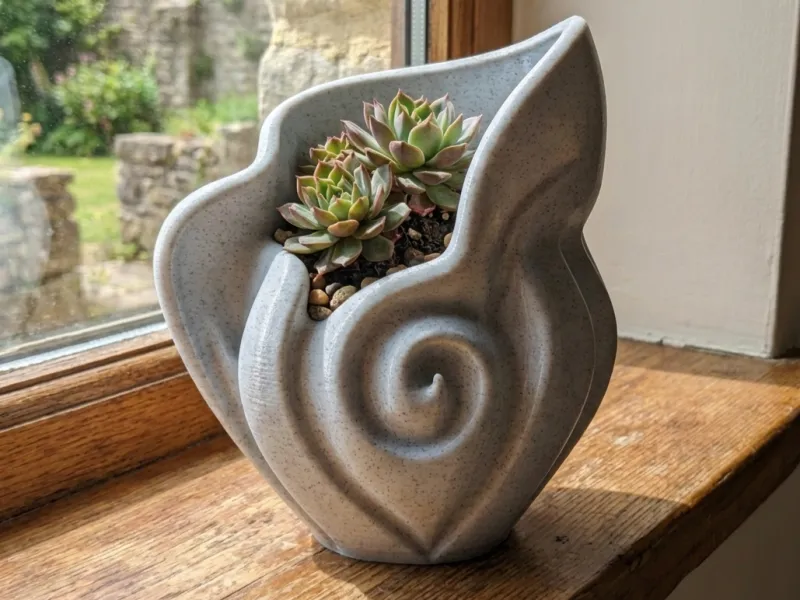 Spiral Flame Planter – Abstract Organic Succulent Pot