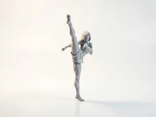 High Kick Ballet Dancer Female Figure 3D Printable