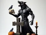 4315 Werewolf with Skull – Minimalist Statue  STL DND ARTE-0