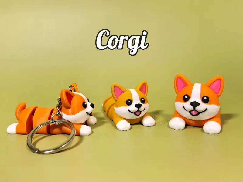 Corgi couché avec des articulations mobiles