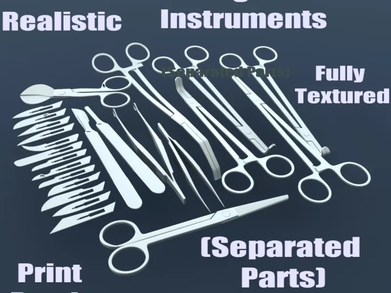 Realistic Medical Instrument Set Fully Textured 3D Model