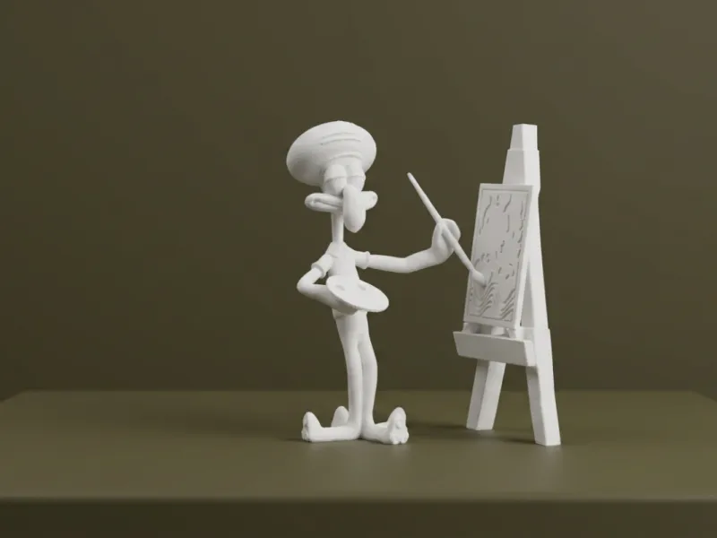 نموذج ثلاثي الأبعاد لسكويدوارد وهو يرسم على حامل اللوحات