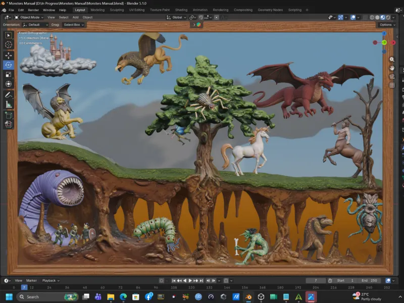 Classic Fantasy Monster Manual Cover 3D Diorama