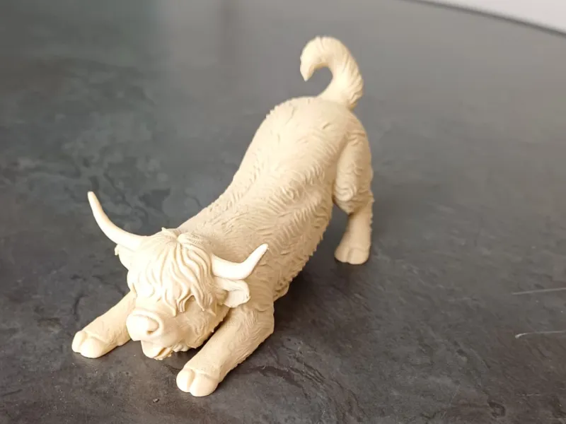 Playful Highland Cow Calf Figurine